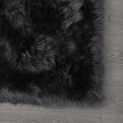 Furnings Cozy Ultra Soft Fluffy Faux Fur Gray Area Rug - 7'L x 5'W