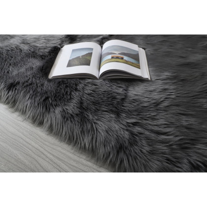Furnings Cozy Ultra Soft Fluffy Faux Fur Gray Area Rug - 7'L x 5'W