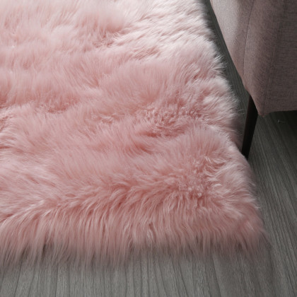 Furnings Cozy Ultra Soft Fluffy Faux Fur Pink Area Rug - 6'L x 4'W