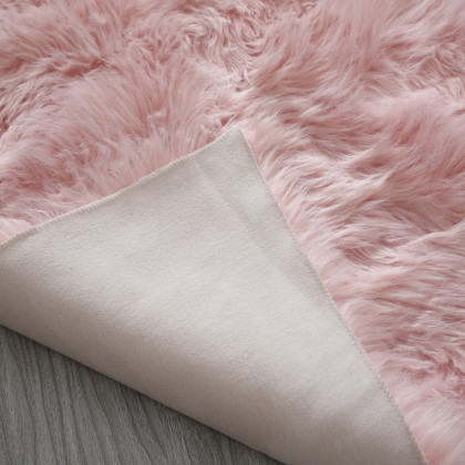 Furnings Cozy Ultra Soft Fluffy Faux Fur Pink Area Rug - 6'L x 4'W