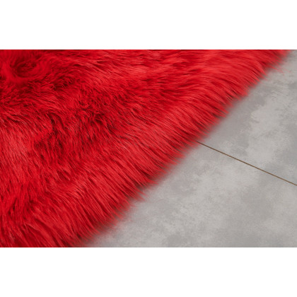 Furnings Cozy Ultra Soft Fluffy Faux Fur Red Area Rug - 7'L x 5'W