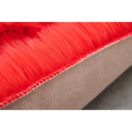 Furnings Cozy Ultra Soft Fluffy Faux Fur Red Area Rug - 7'L x 5'W