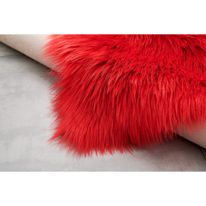 Furnings Cozy Ultra Soft Fluffy Faux Fur Red Area Rug - 7'L x 5'W