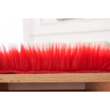 Furnings Cozy Ultra Soft Fluffy Faux Fur Red Area Rug - 7'L x 5'W