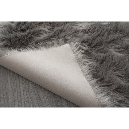 Furnings Cozy Ultra Soft Fluffy Faux Fur Light Gray Area Rug - 5'L x 3'W
