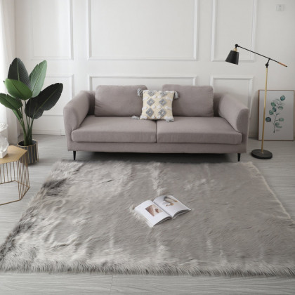 Furnings - Cozy Ultra Soft Fluffy Faux Fur Black Area Rug