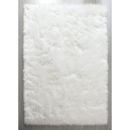 Furnings Cozy Ultra Soft Fluffy Faux Fur White Area Rug - 6'L x 4'W
