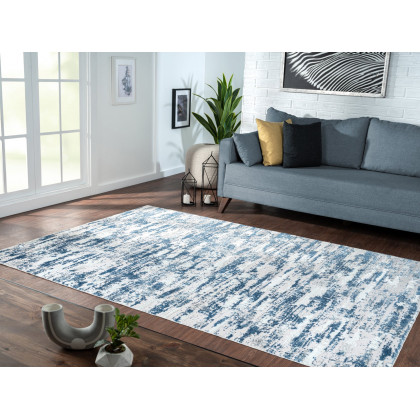 Furnings Milano Washable Nautical Navy Blue Woven Area Rug - 11'L x 8'W