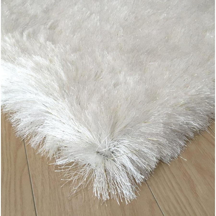 Furnings Fancy Collection Solid White Shag Area Rug - 11'L x 8'W x 1"H