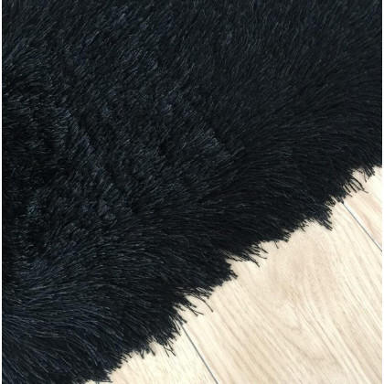 Furnings Fancy Collection Solid Black Shag Area Rug - 7'L x 5'W x 1"H