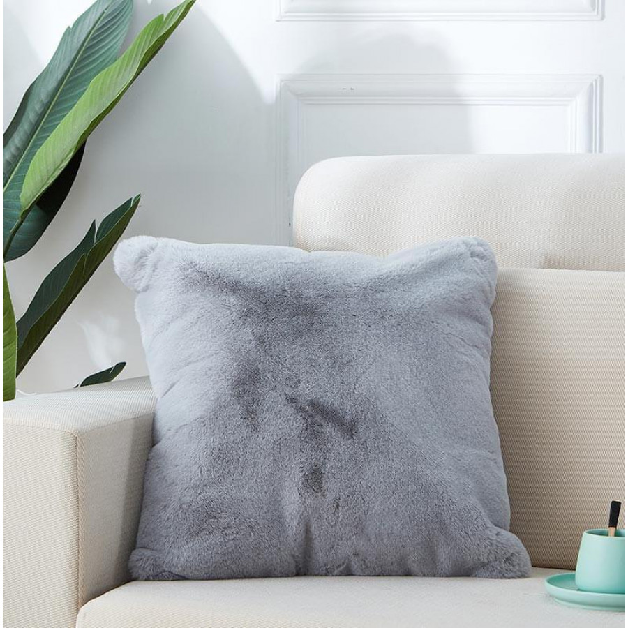 Furnings - Agnes Luxury Gray Chinchilla Faux Fur Pillow
