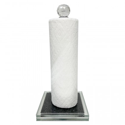 Furnings - Black Crushed Diamond Glass Paper Towel Holder in Gift Box