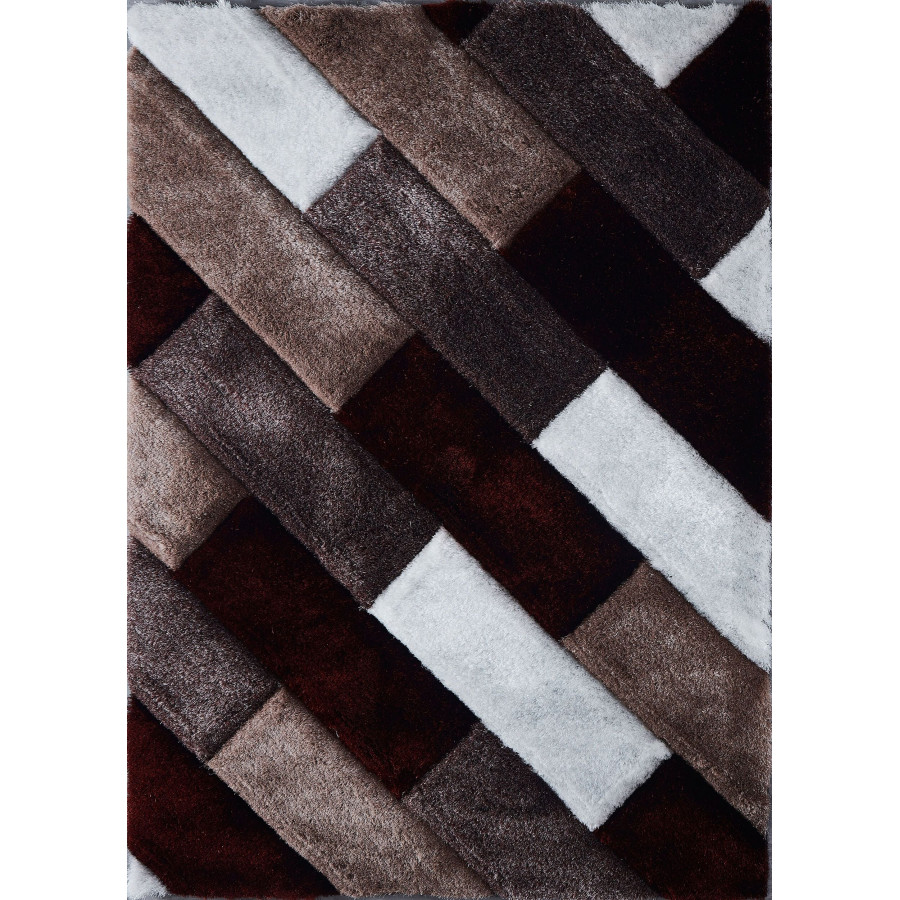 Furnings 3D Parquette Shaggy Area Rug - 11'L x 8'W x 1"H
