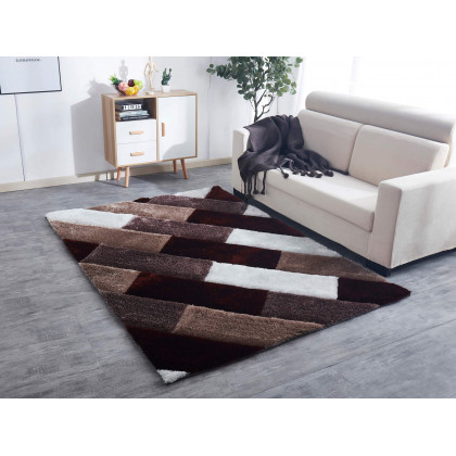 Furnings 3D Parquette Shaggy Area Rug - 11'L x 8'W x 1"H
