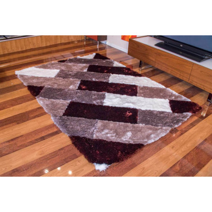 Furnings 3D Parquette Shaggy Area Rug - 11'L x 8'W x 1"H