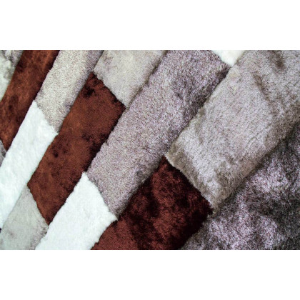 Furnings 3D Parquette Shaggy Area Rug - 11'L x 8'W x 1"H