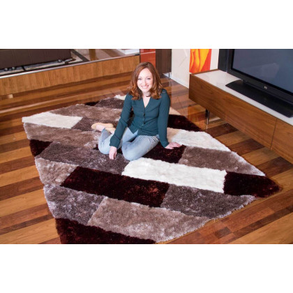Furnings 3D Parquette Shaggy Area Rug - 11'L x 8'W x 1"H