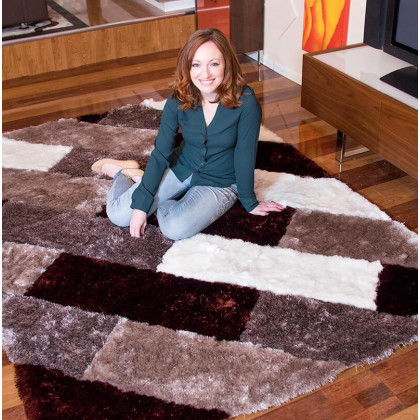 Furnings 3D Parquette Shaggy Area Rug - 11'L x 8'W x 1"H