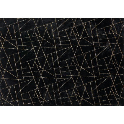 Furnings Lily Luxury Black Geometric Washable Abstract Gold-Gilded Chinchilla Faux Fur Area Rug - 5'L x 3'W