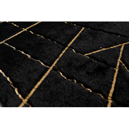 Furnings Lily Luxury Black Geometric Washable Abstract Gold-Gilded Chinchilla Faux Fur Area Rug - 5'L x 3'W