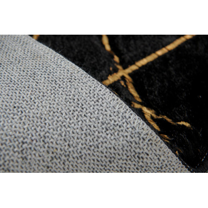 Furnings Lily Luxury Black Geometric Washable Abstract Gold-Gilded Chinchilla Faux Fur Area Rug - 5'L x 3'W