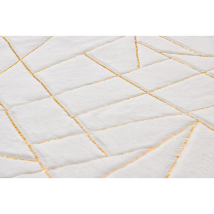 Furnings Lily Luxury White Geometric Abstract Gold-Gilded Chinchilla Faux Fur Area Rug - 7'L x 5'W