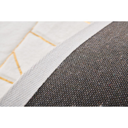 Furnings Lily Luxury White Geometric Abstract Gold-Gilded Chinchilla Faux Fur Area Rug - 7'L x 5'W