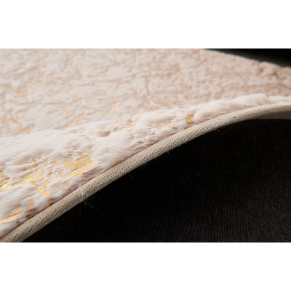 Furnings Lily Luxury Beige Abstract Gold-Gilded Chinchilla Faux Fur Area Rug - 7'L x 5'W