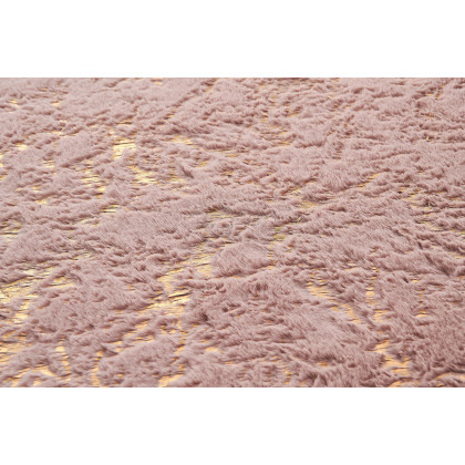 Furnings Lily Luxury Washable Dust Pink Abstract Gold-Gilded Chinchilla Faux Fur Area Rug - 3'L x 2'W