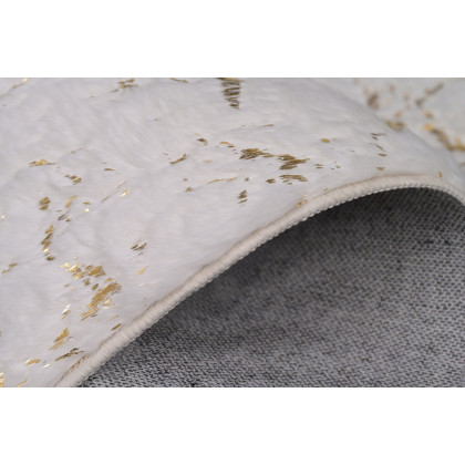 Furnings Lily Luxury White Washable Abstract Gold-Gilded Chinchilla Faux Fur Area Rug - 9'L x 6'W