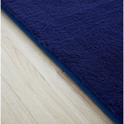 Furnings Lily Luxury Navy Blue Chinchilla Faux Fur Area Rug - 9'8"L x 6'6"W x 1" H