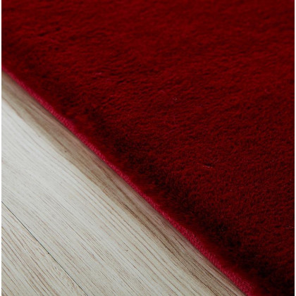 Furnings Lily Luxury Red Chinchilla Faux Fur Area Rug - 9'8"L x 6'6"W x 1" H