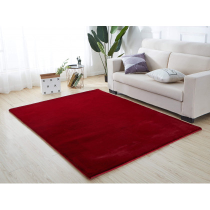 Furnings Lily Luxury Red Chinchilla Faux Fur Area Rug - 9'8"L x 6'6"W x 1" H
