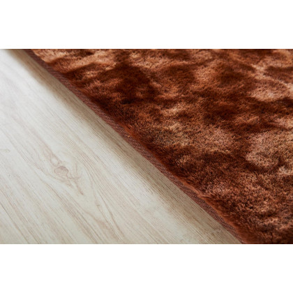 Furnings Lily Luxury Brown Tie-Die Chinchilla Faux Fur Area Rug - 6'6"L x 5'W x 1"H