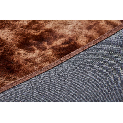 Furnings Lily Luxury Brown Tie-Die Chinchilla Faux Fur Area Rug - 6'6"L x 5'W x 1"H