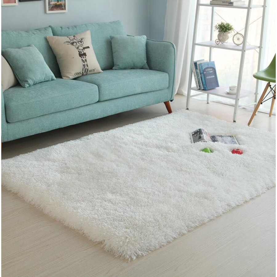 Furnings Snow White Long Pile Shaggy Area Rug - 9'L x 6'W x 1"H