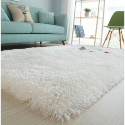 Furnings Snow White Long Pile Shaggy Area Rug - 11'L x 8'W x 1"H