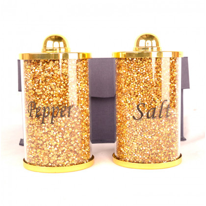 Furnings Salt & Pepper on a Tray, Gold Crushed Diamond Glass