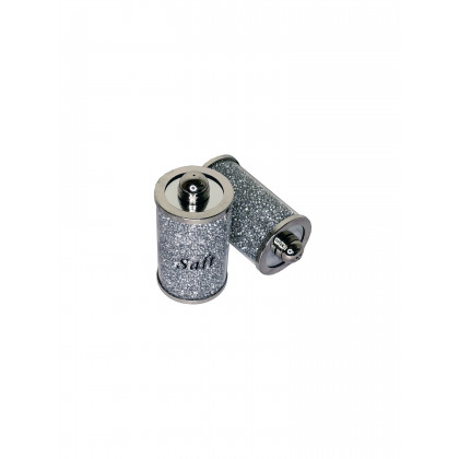 Furnings Salt & Pepper on a Tray, Silver Crushed Diamond Glass
