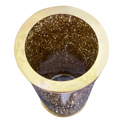 Furnings Toilet Brush Holder with Brush in Gift Box, Gold Crushed Diamond Glass
