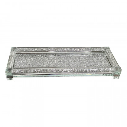 Furnings - Silver Crushed Diamond Glass Tray in Gift Box
