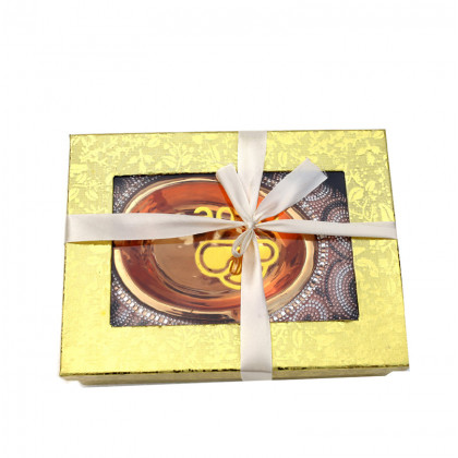 Furnings Ambrose Gold Plated Crystal Embellished Ceramic Ashtray (8.5 In. x 6.5 In. x 2.4 In.)