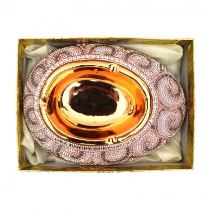 Furnings Ambrose Gold Plated Crystal Embellished Ceramic Ashtray (8.5 In. x 6.5 In. x 2.4 In.)