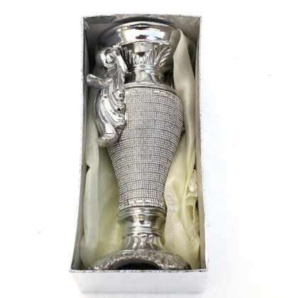 Furnings - Ambrose Chrome Plated Crystal Embellished Ceramic Vase (5.5 In. x 4 In. x 9.5 In.)