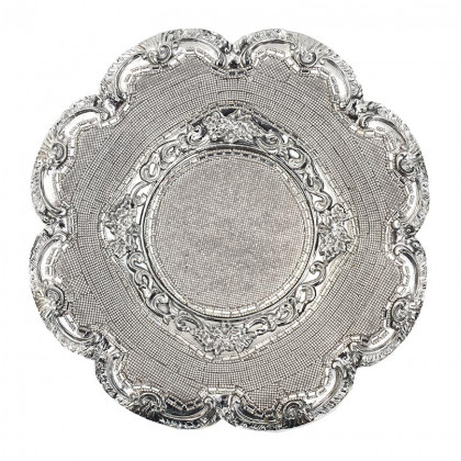 Furnings - Ambrose Chrome Plated Crystal Embellished Ceramic Fruit Platter (13 In. x 13 In. x 6 In.)