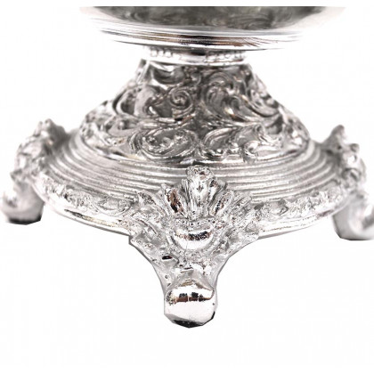 Furnings - Ambrose Chrome Plated Crystal Embellished Ceramic Fruit Platter (13 In. x 13 In. x 6 In.)