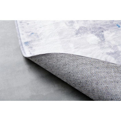 Furnings Zara Abstract Design Machine Washable Gray Blue Yellow Area Rug - 7'L x 5'W x 1"H