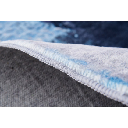 Furnings Zara Abstract Design Machine Washable Gray Blue Yellow Area Rug - 9'L x 6'W x 1"H