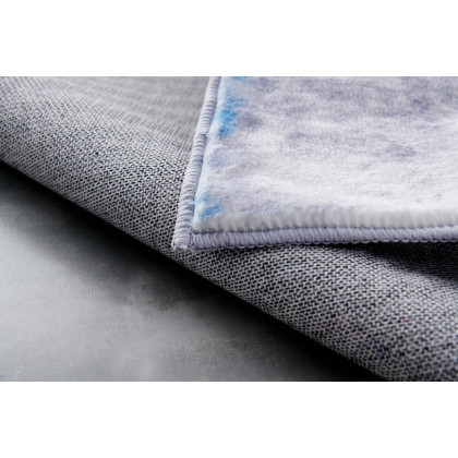 Furnings Zara Abstract Design Machine Washable Gray Blue Yellow Area Rug - 9'L x 6'W x 1"H
