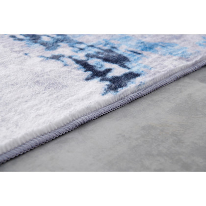 Furnings Zara Abstract Design Machine Washable Gray Blue Yellow Area Rug - 9'L x 6'W x 1"H